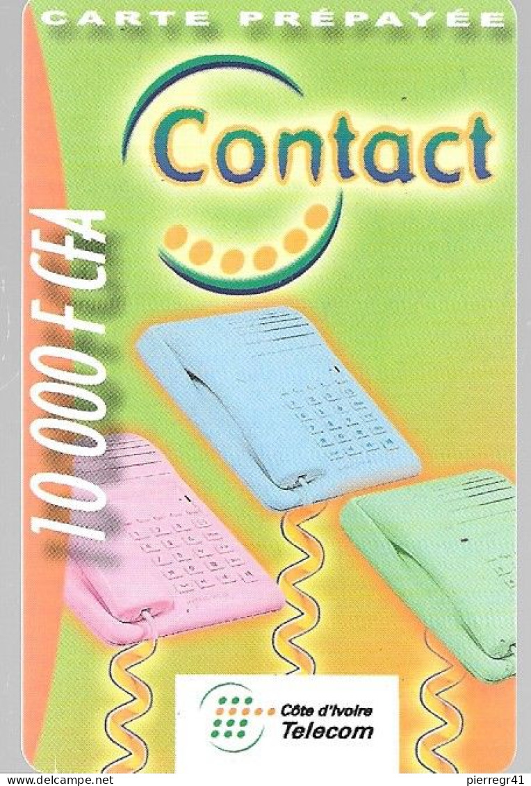 CARTE-PREPAYEE-COTE D IVOIRE-CONTACT-10000F CFA-Exp 31/03/2004-GRATTE-Plastic Fin-TBE - Ivory Coast