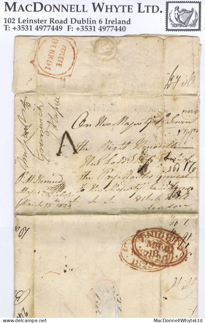 Ireland Military Leitrim 1829 Letter BALLINAMORE/83 Mileage To London Allowed Free Signed Major Kennedy 23rd Regt - Prephilately