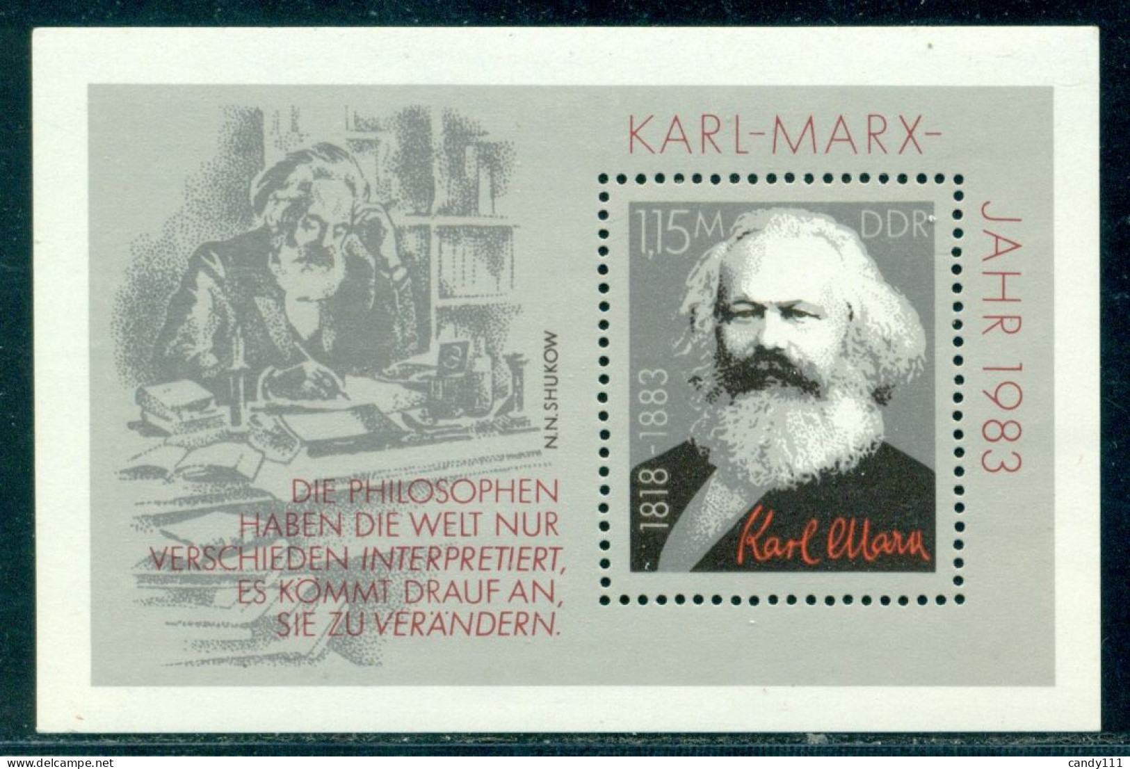 1983 Karl Marx,german Philosopher,DDR,Bl.71,MNH - Karl Marx