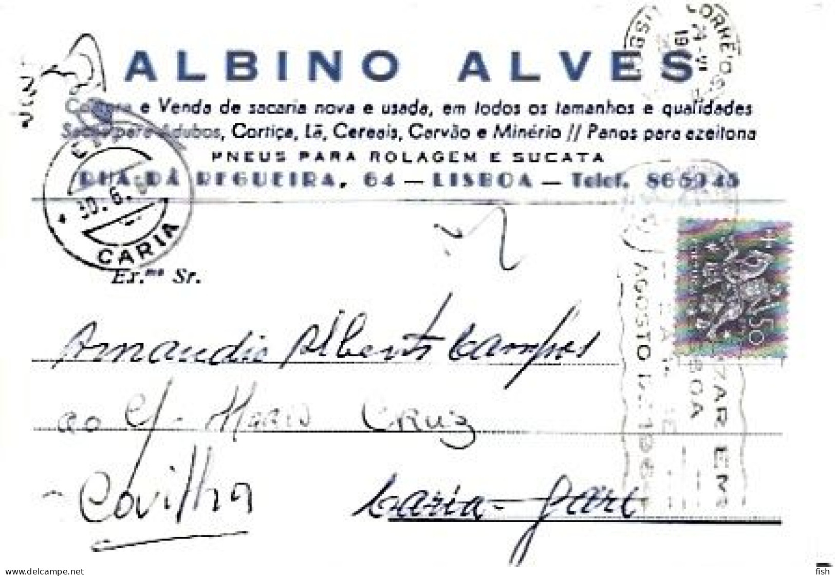 Portugal & Marcofilia, PUB Albino Alves, Caria A Covilha 1964 (80880) - Briefe U. Dokumente