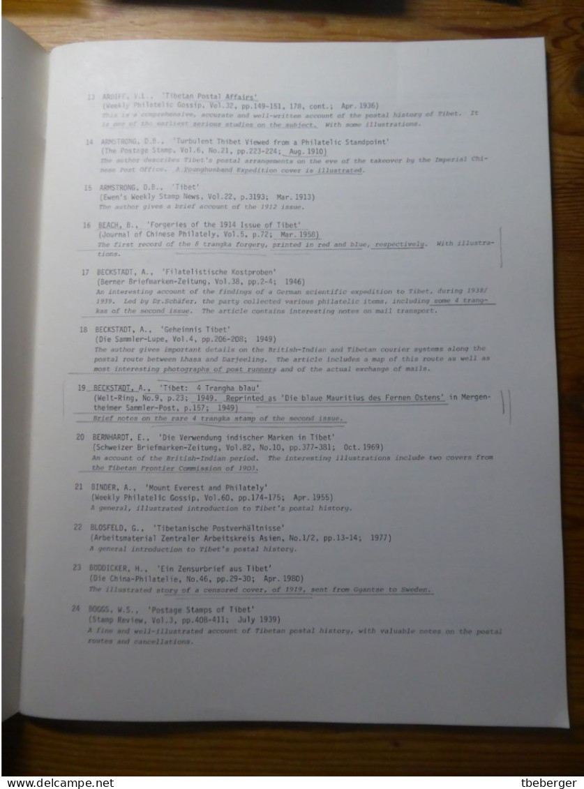 Hellrigl & Gabrisch: Tibet - Philatelic & Numismatic Bibliography, 1983, Print Run 300 Copies - Filatelia E Historia De Correos