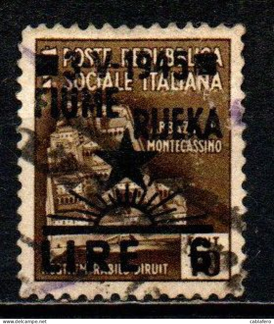 ITALIA - OCCUPAZIONE JUGOSLAVA - FIUME - 1945 - SOVRASTAMPA - USATO - Joegoslavische Bez.: Fiume