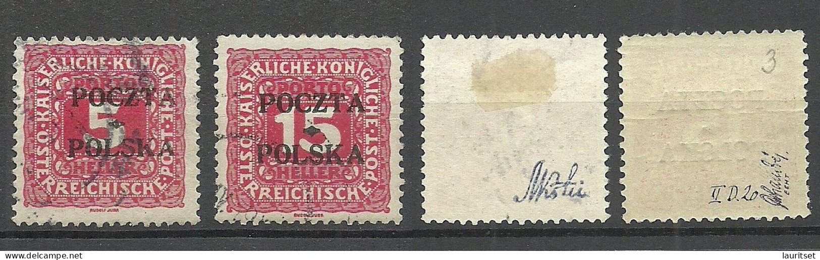 POLEN Poland 1919 OPT Poczta Polska Cracow Krakow Local Issue, 2 Stamps, O. Signed - Nuevos