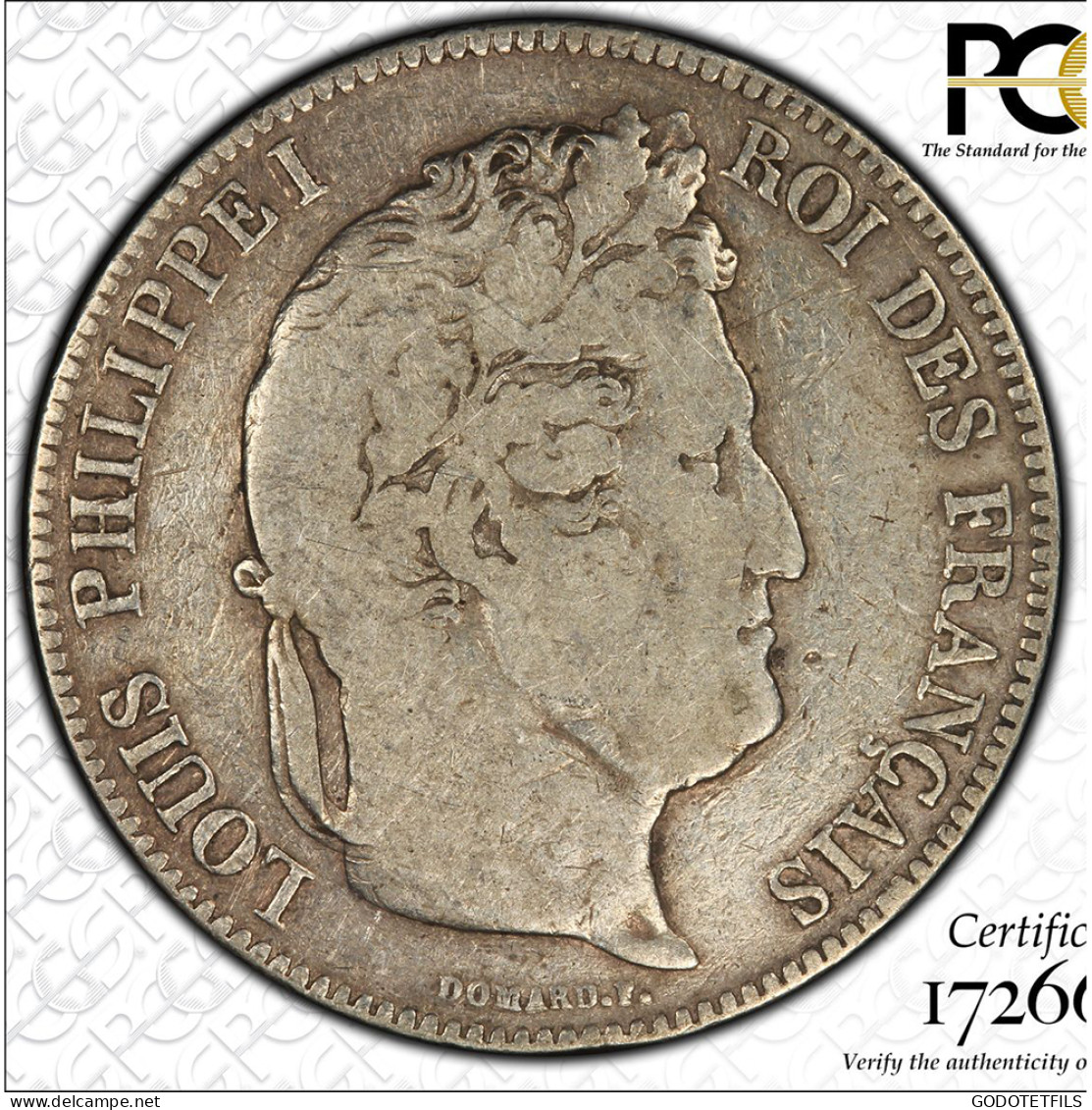 Monnaie Gradée PCGS F15- 5 Francs Écu Louis-Philippe 1833 Bayonne - 5 Francs