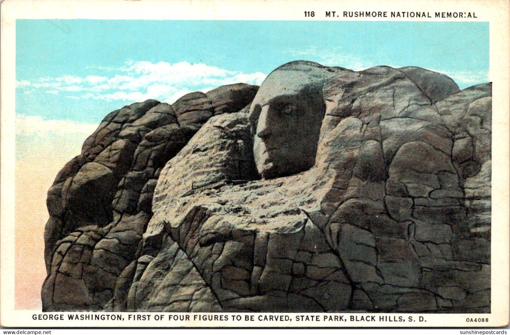 South Dakota Black Hills Mount Rushmore National Monument George Washington First Of Four Figures To Be Carved Curteich - Mount Rushmore