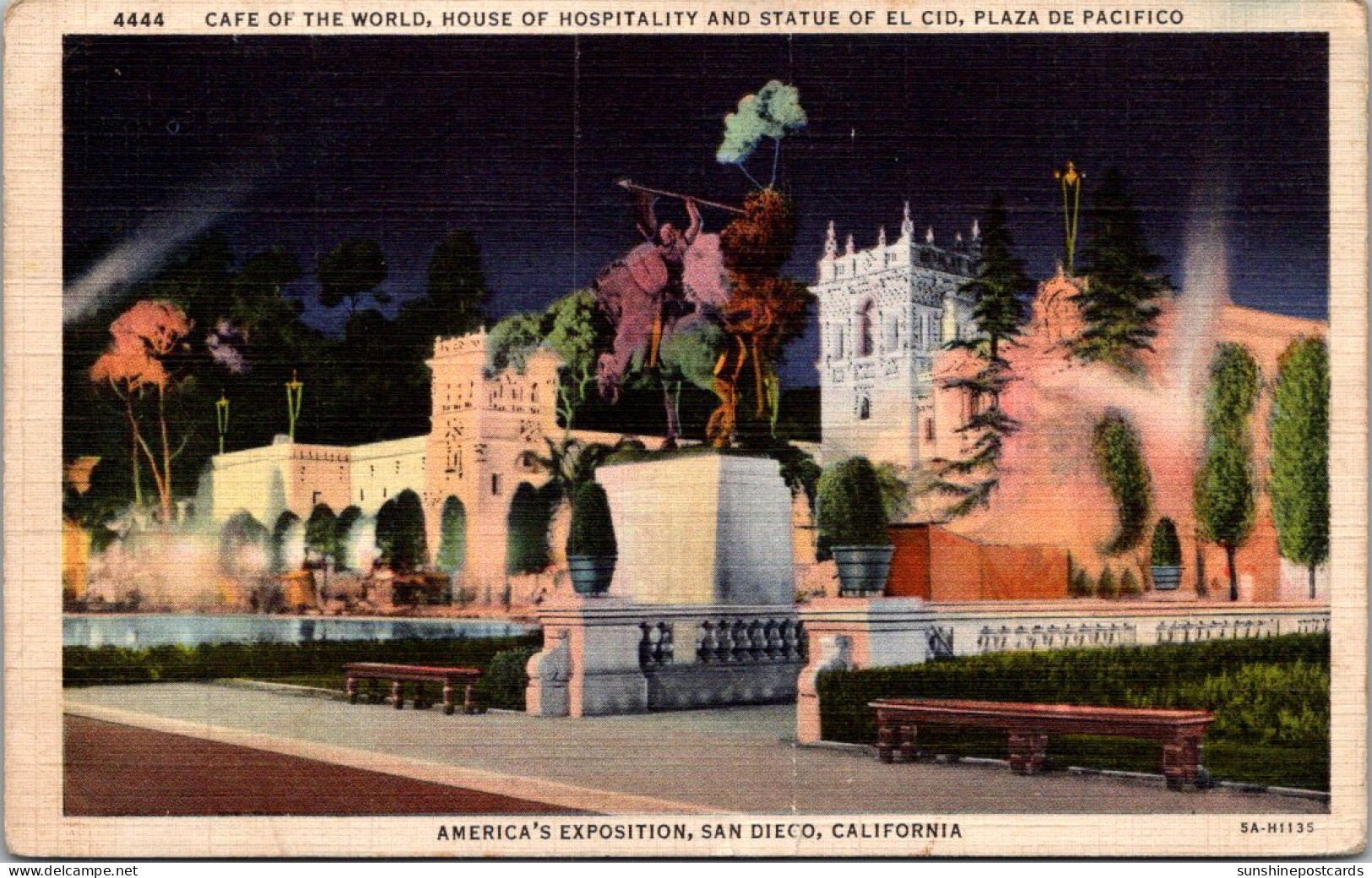 California San Diego America's Expo Plaza De Pacifico Cafe Of The World House Of Hospitality & El Cid Statue 1935 - San Diego