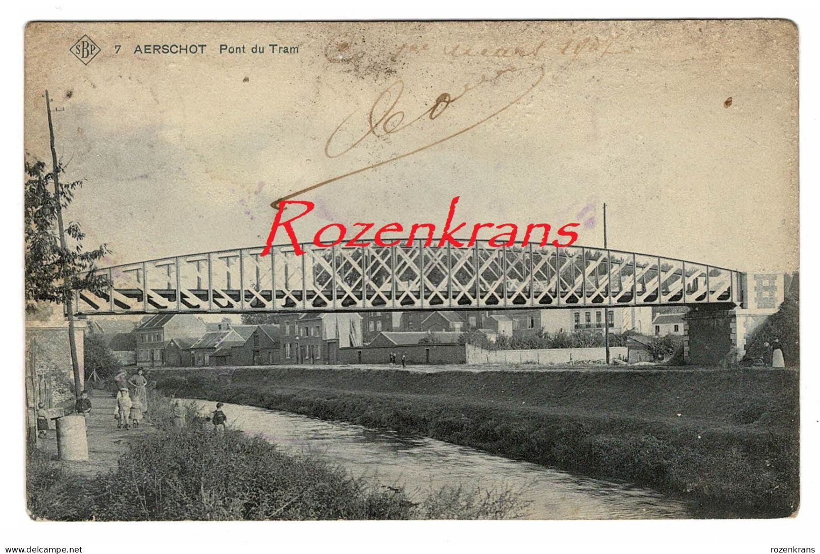 Aerschot - Pont Du Tram - 1907 - Aarschot ZELDZAAM SBP 7 Geanimeerd Familie Met Kinderen (Vochtschade - Schimmel) - Aarschot