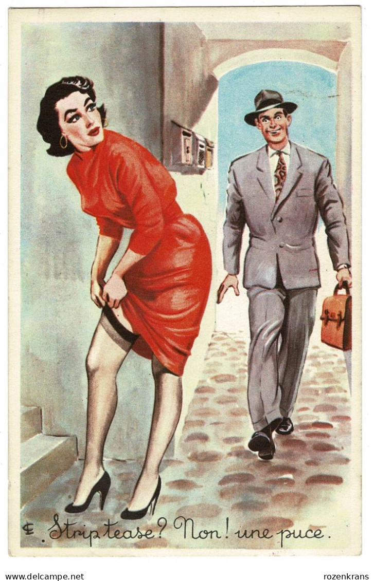 CPA Illustrator Illustrateur Humour LOUIS CARRIERE Pin Up Lady Girl Striptease Bas Porte-Jarretelles Coquine - Carrière, Louis