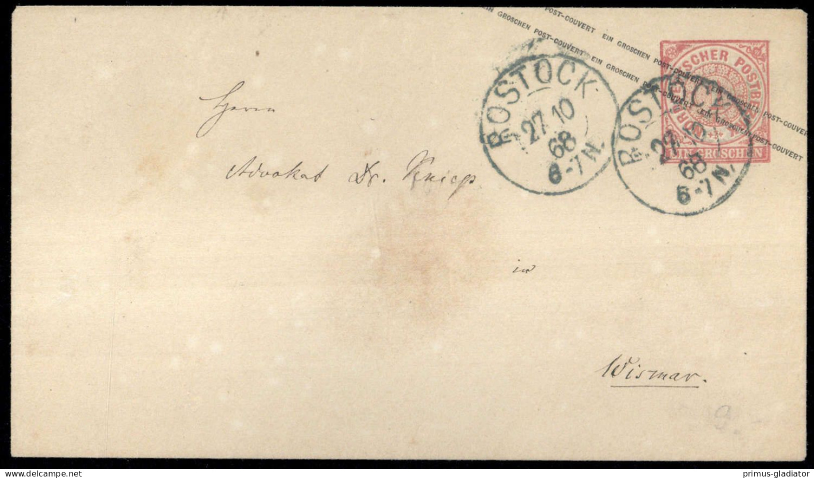 1868, Altdeutschland Norddeutscher Postbezirk, U 1 A, Brief - Interi Postali