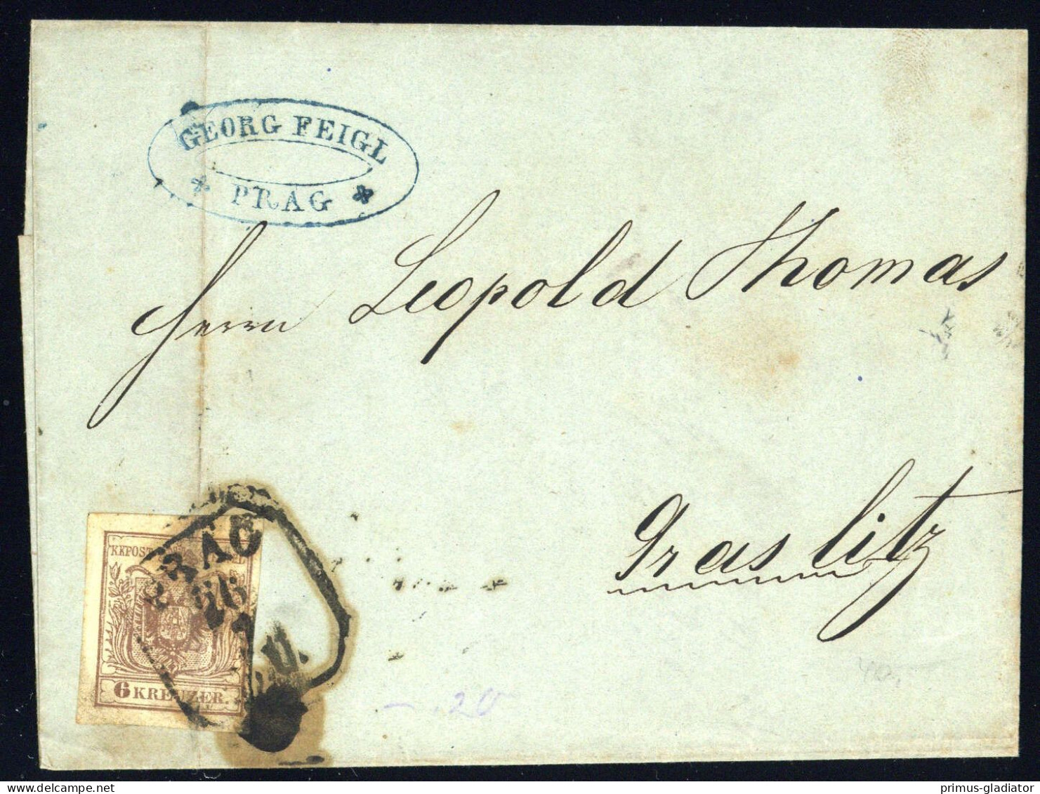 1850, Österreich, 4 X A, Brief - Mechanische Stempel