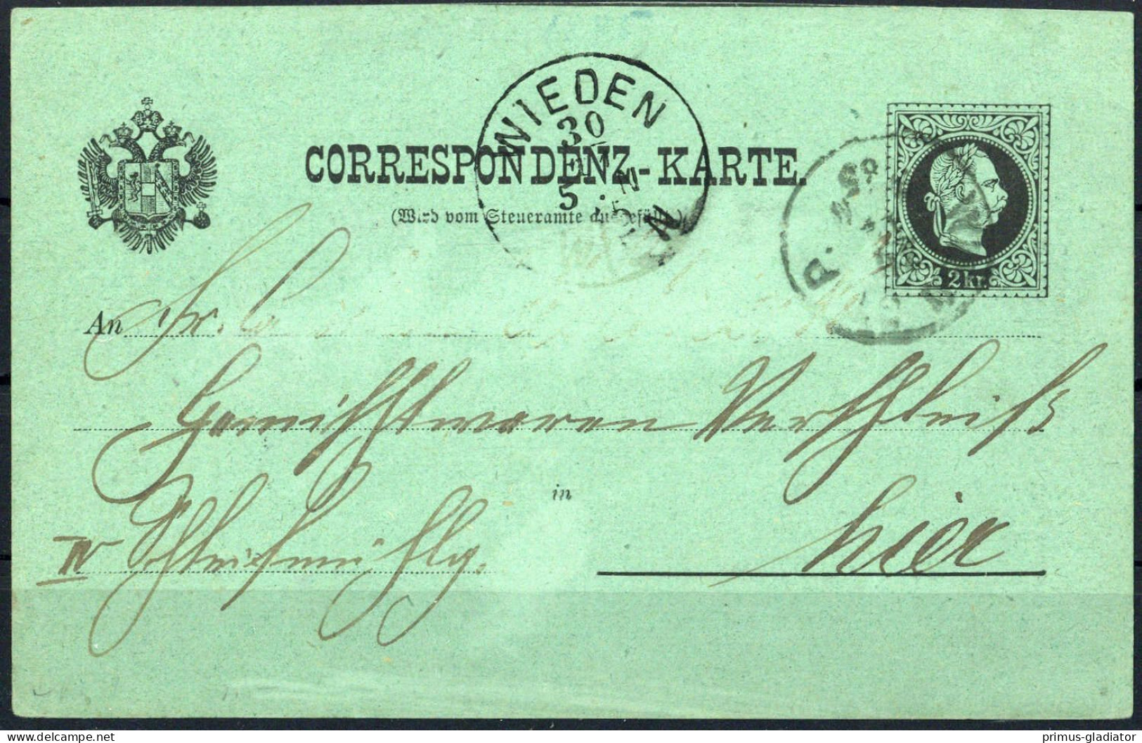 1882, Österreich, STA 1, Brief - Matasellos Mecánicos