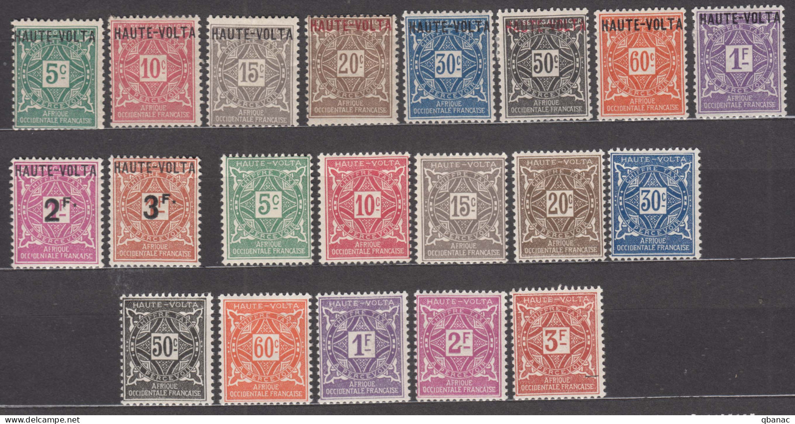 Haute Volta, Upper Volta 1920/1927 Timbres-taxe Yvert#1-20 Mint Hinged - Neufs