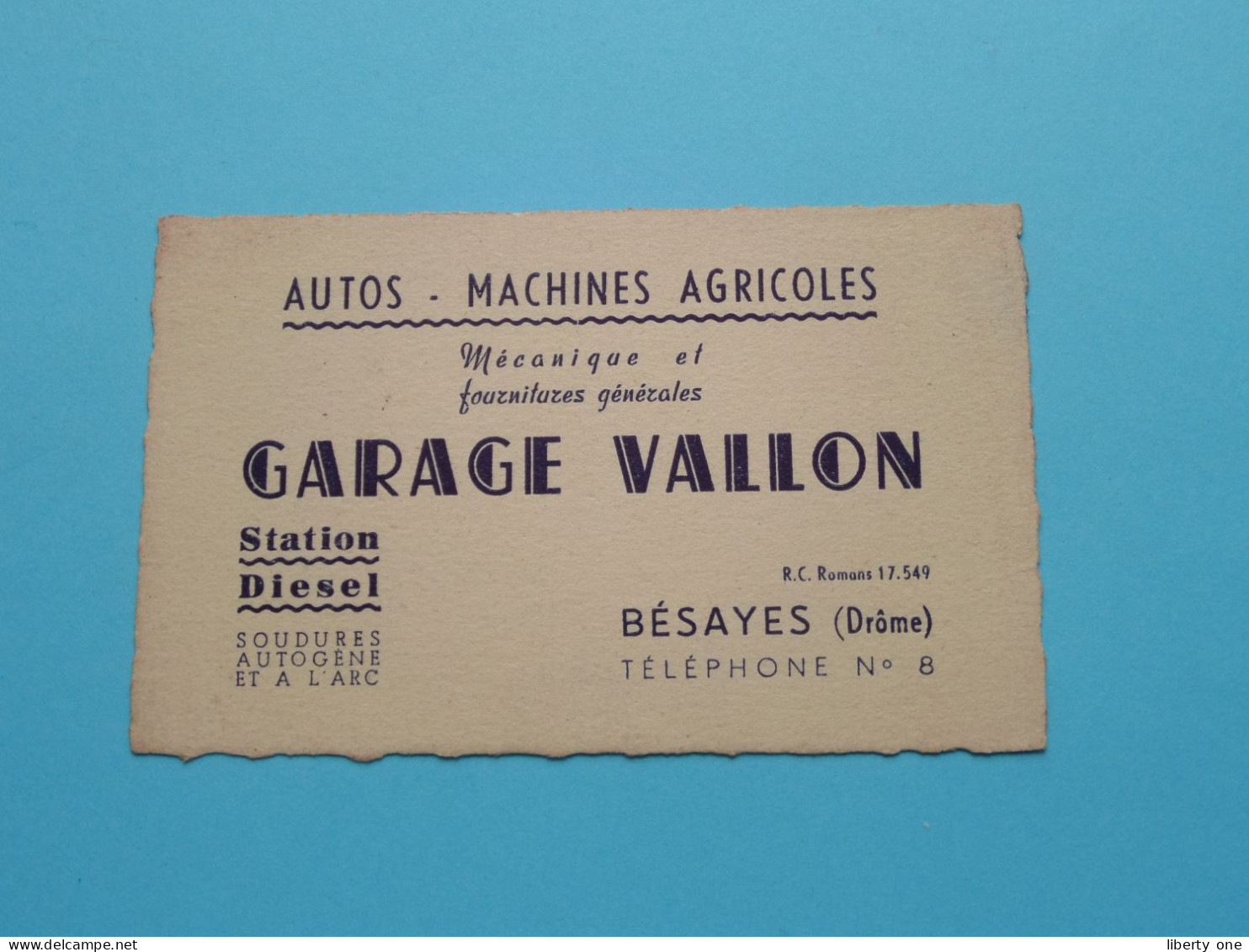 Garage VALLON ( Autos - Machine Agricoles ) Bésayes Drôme Tél N° 8 ( Voir / Zie Scan ) ! - Visiting Cards