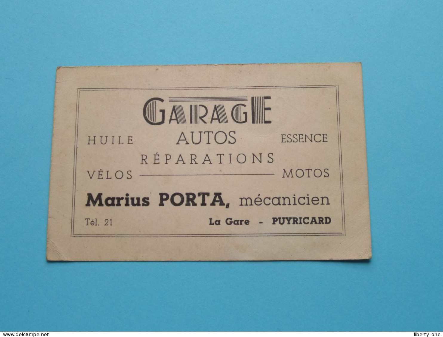 Garage MARIUS PORTA Mécanicien ( Tél 21 ) La Gare PUYRICARD ( Voir / Zie Scan ) ! - Visitenkarten