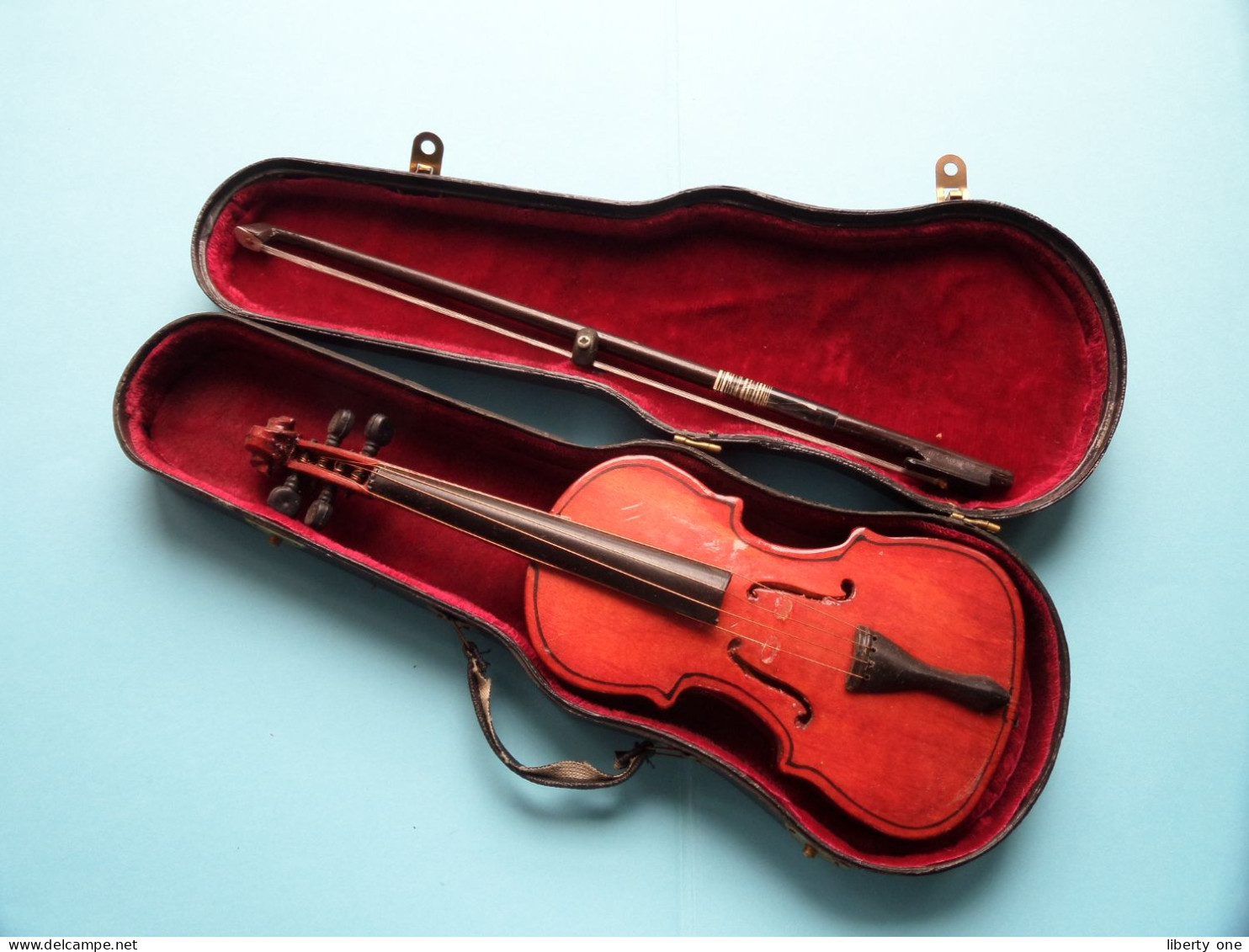 Miniatuur VIOOL Met STRIJKSTOK - VIOLON Avec ARCHET / BOW ( Coffre L 24 Cm ) T O P Condition ( See / Voir / Zie Scan ) ! - Musical Instruments