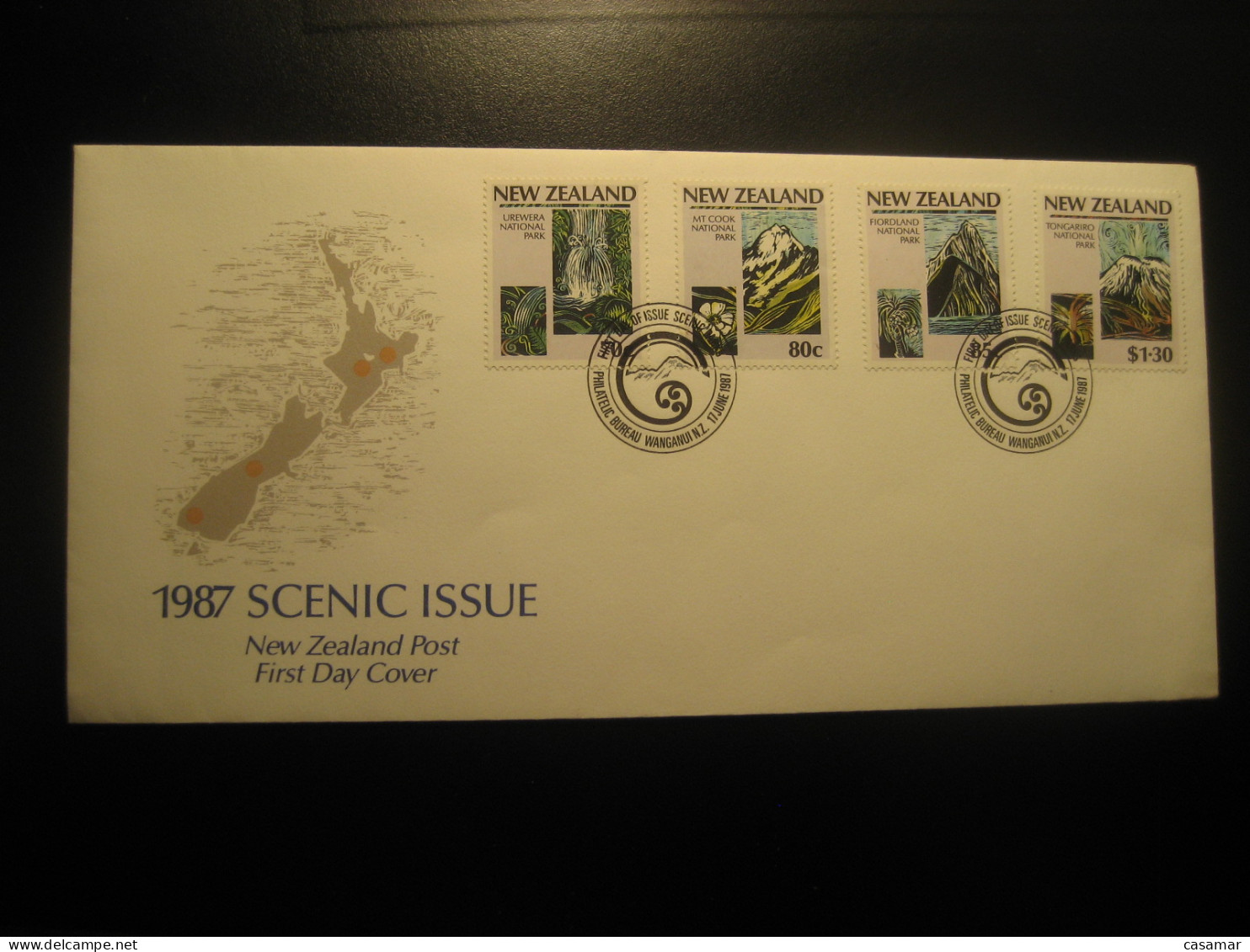 WANGANUI 1987 Tongariro Volcano Fiorland Mt Cook Urewera National Park Geology FDC Cancel Cover NEW ZEALAND - Volcanos