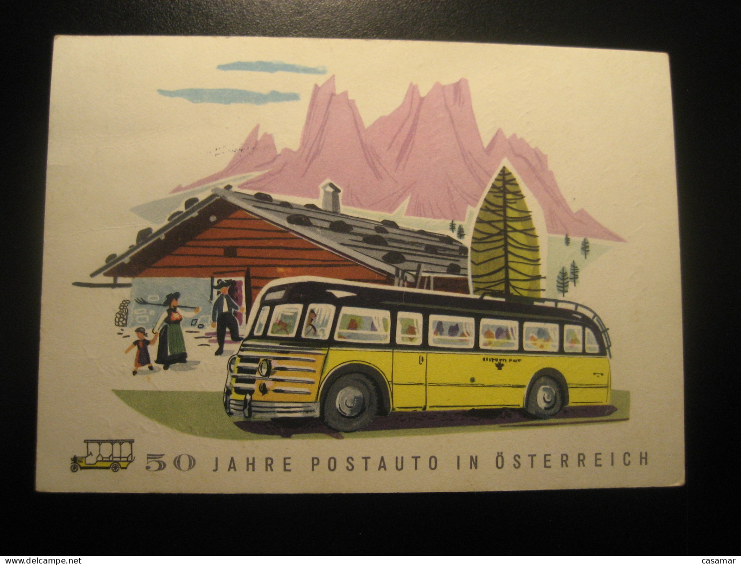 KLAGENFURT 8.7.1957 Postbus Post Bus 50 Year Anniversary Trip Cancel Postcard AUSTRIA Coach Autobus Autocar - Busses