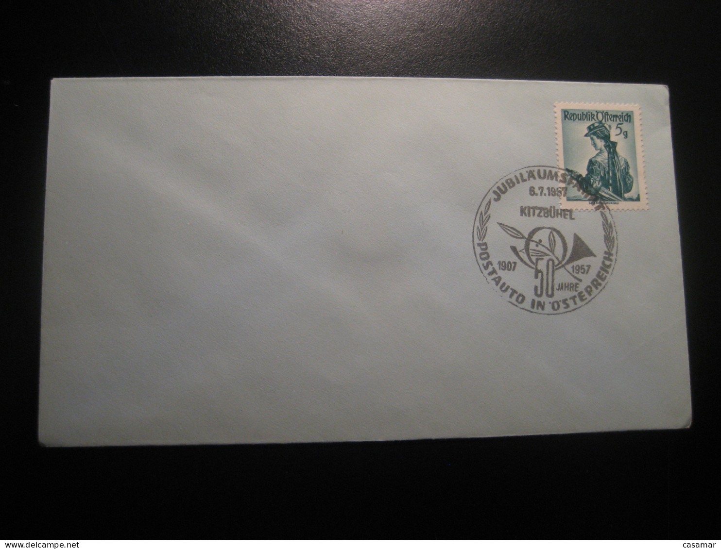 KITZBUHEL 6.7.1957 Postbus Post Bus 50 Year Anniversary Trip Cancel Cover AUSTRIA Coach Autobus Autocar - Busses