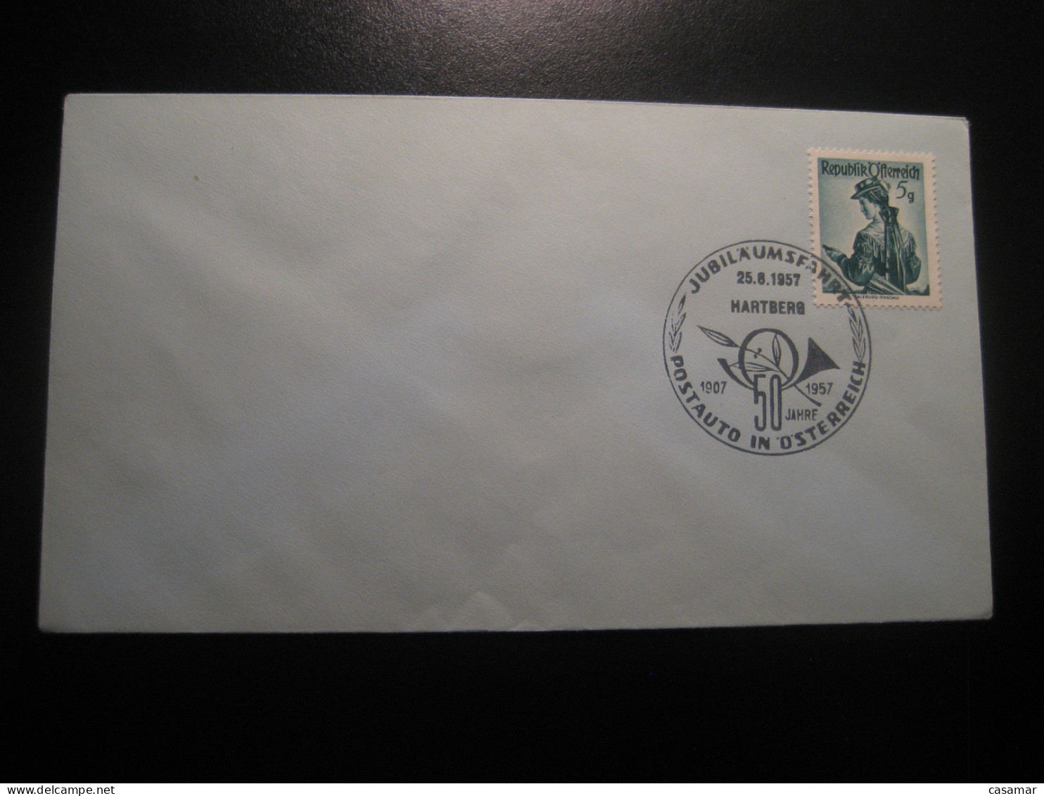 HARTBERG 25.6.1957 Postbus Post Bus 50 Year Anniversary Trip Cancel Cover AUSTRIA Coach Autobus Autocar - Busses