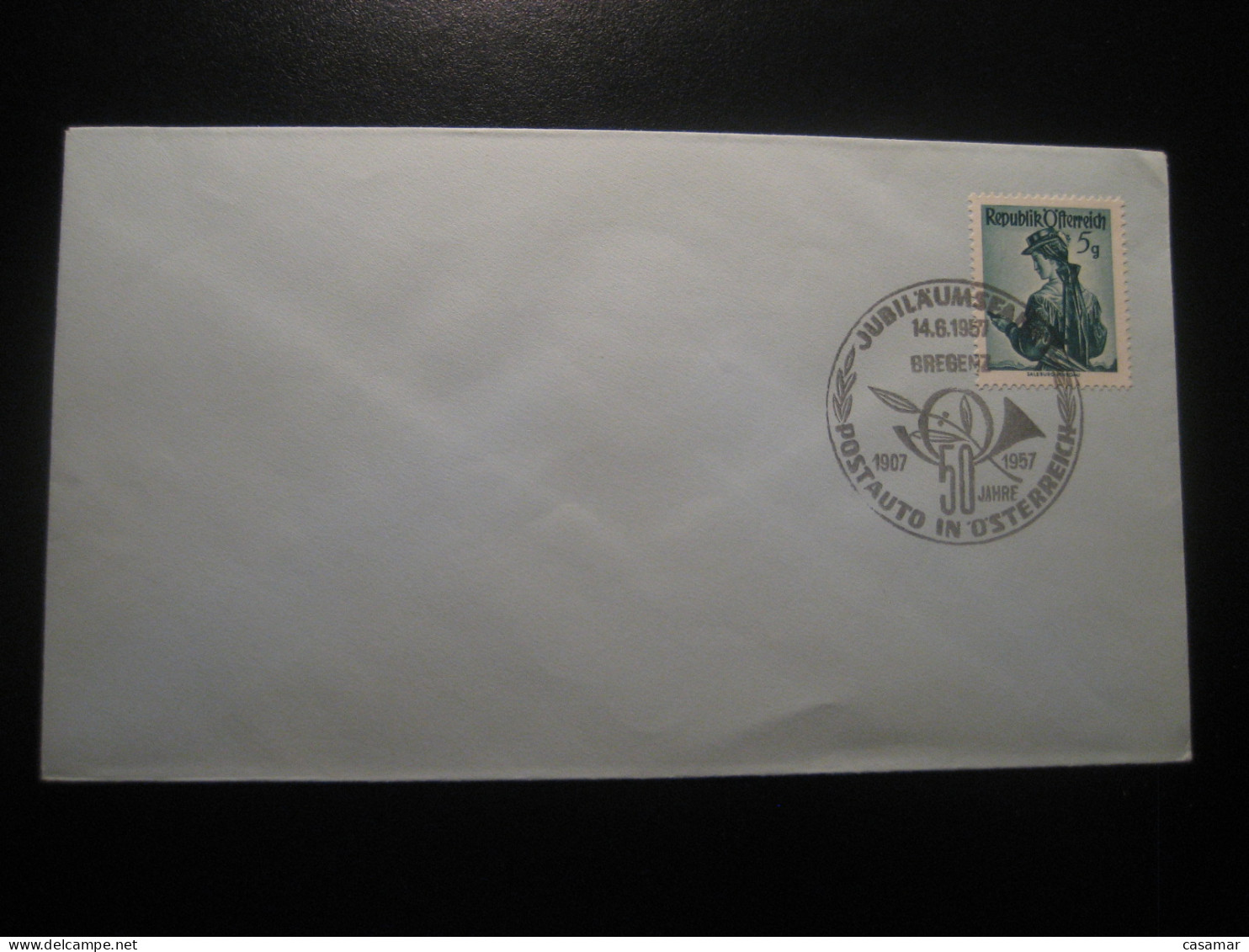 BREGENZ 14.6.1957 Postbus Post Bus 50 Year Anniversary Trip Cancel Cover AUSTRIA Coach Autobus Autocar - Bus