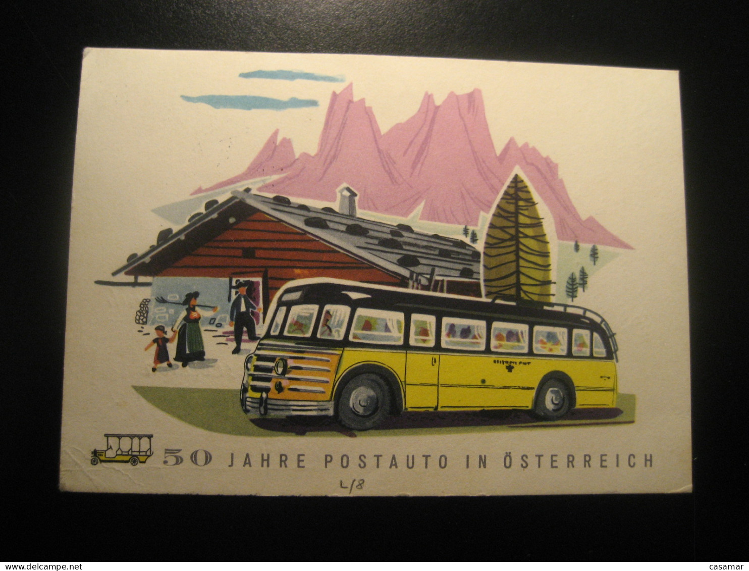 WIEN 16.6.1957 Postbus Post Bus 50 Year Anniversary Trip Cancel Postcard AUSTRIA Coach Autobus Autocar - Bus