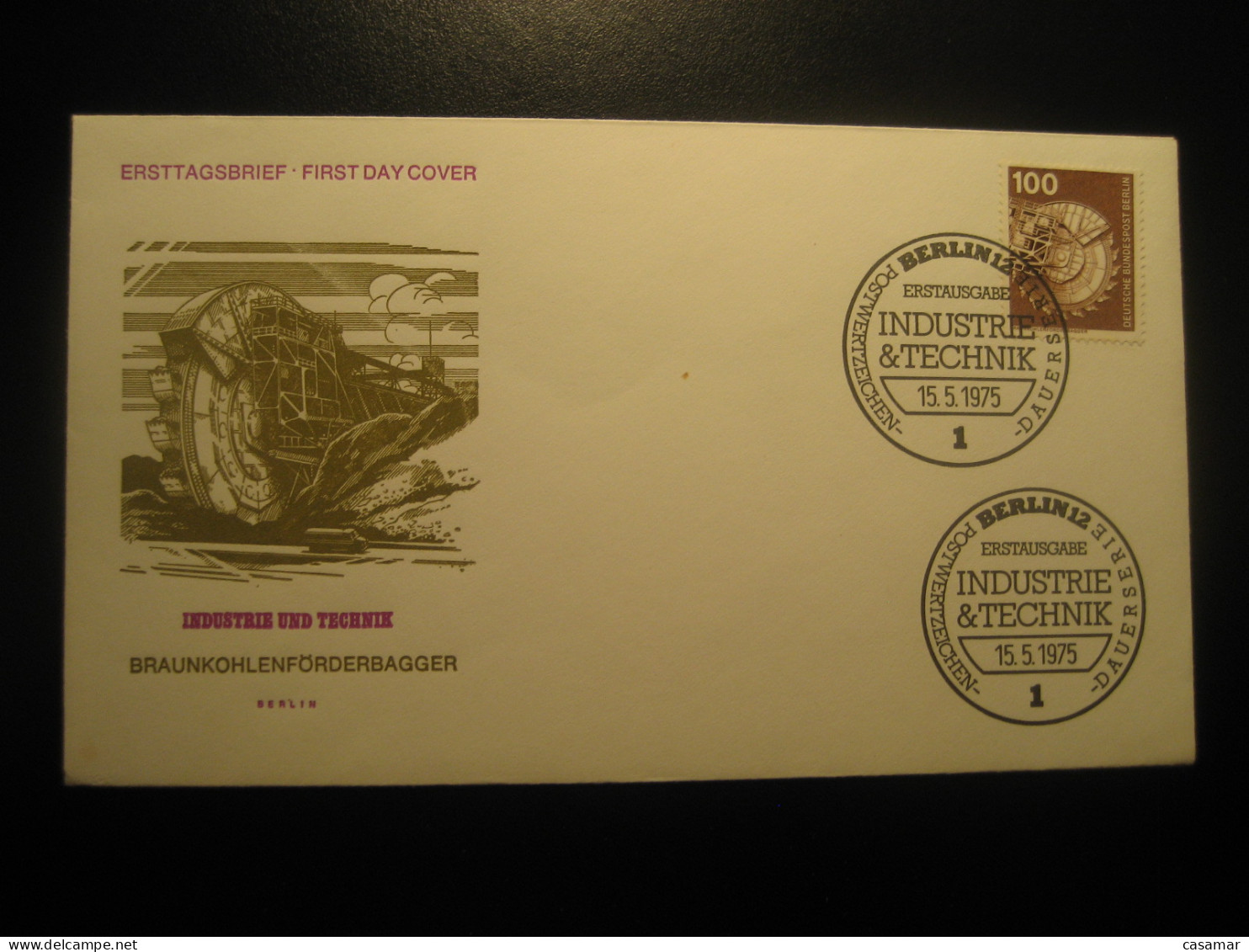 BERLIN 1975 Brown Coal Lignite Conveyor Excavator Geology Mineral FDC Cancel Cover GERMANY - Autres & Non Classés