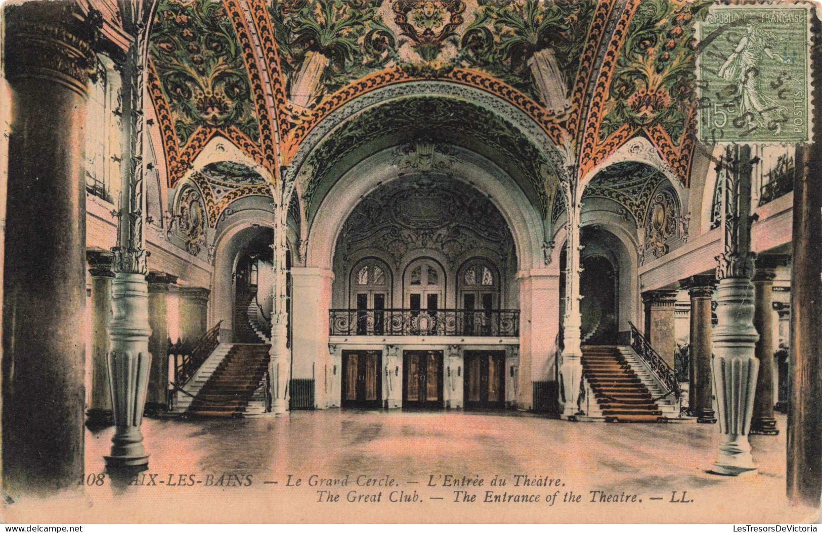 FRANCE - Aix-les-Bains - Le Grand Cercle - L'entrée Du Théâtre - Colorisé - Carte Postale Ancienne - Chambery