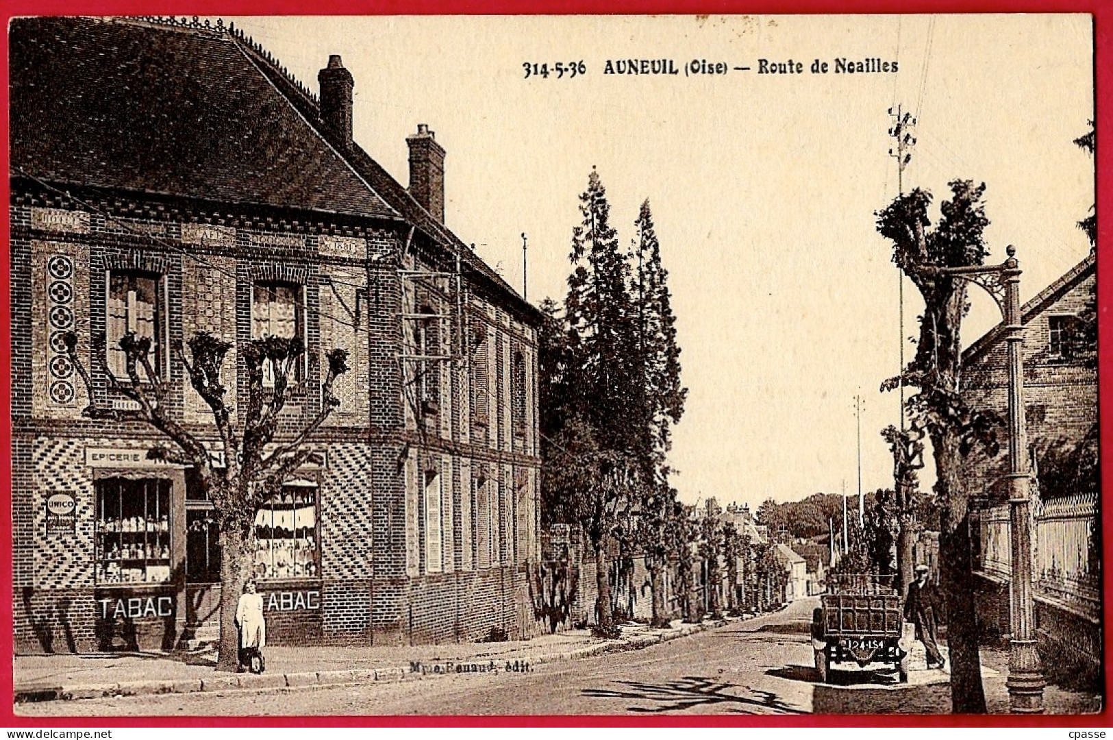 CPA 60 AUNEUIL Oise - Route De Noailles (Epicerie Unico Tabac) ° Mme Renaud édit. - Auneuil