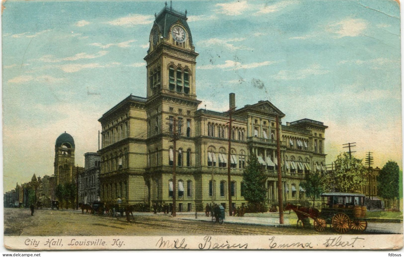 1907 City Hall Lousville Ky - Card To Belgium With 2 TAX 5 Centimes Cachets + 10c BRUXELLES - Louisville