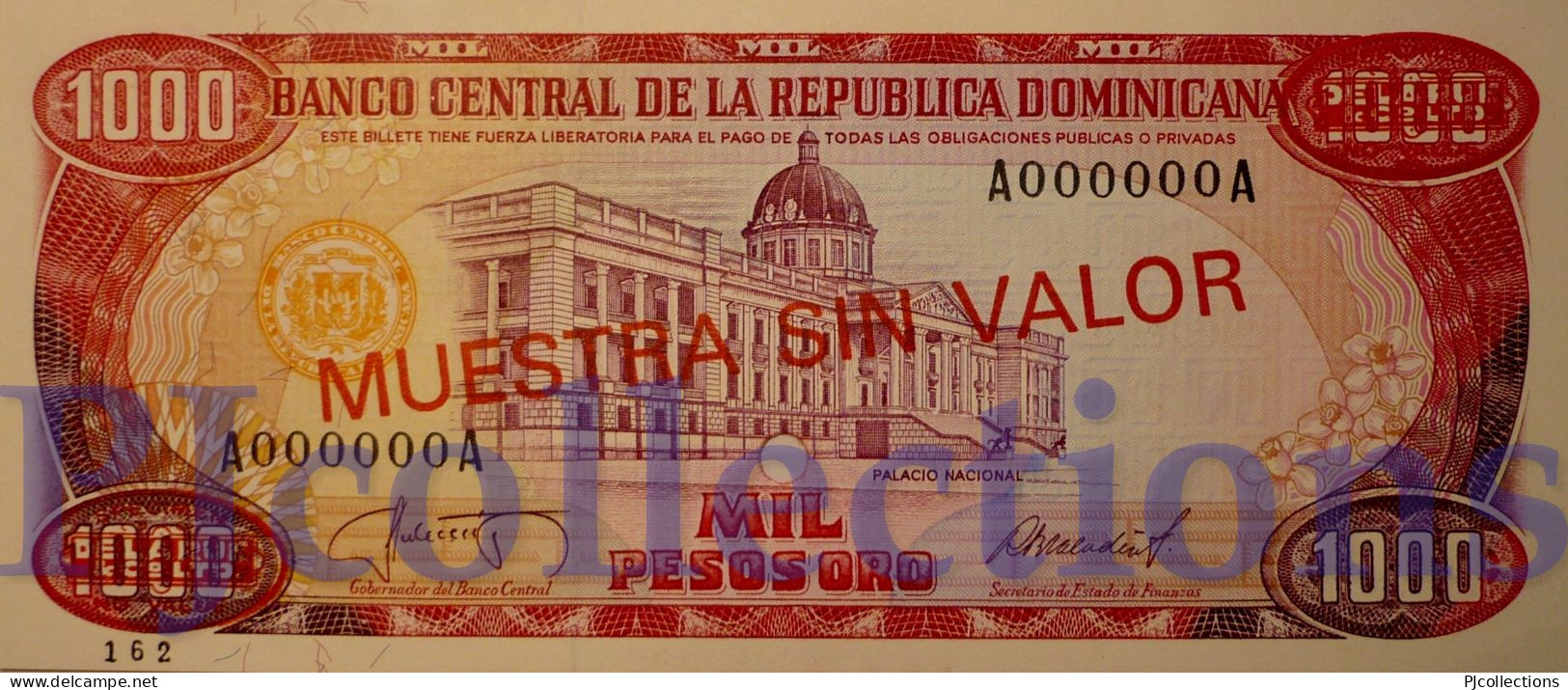 DOMINICAN REPUBLIC 1000 PESOS ORO 1987 PICK 124S2 SPECIMEN UNC - Repubblica Dominicana