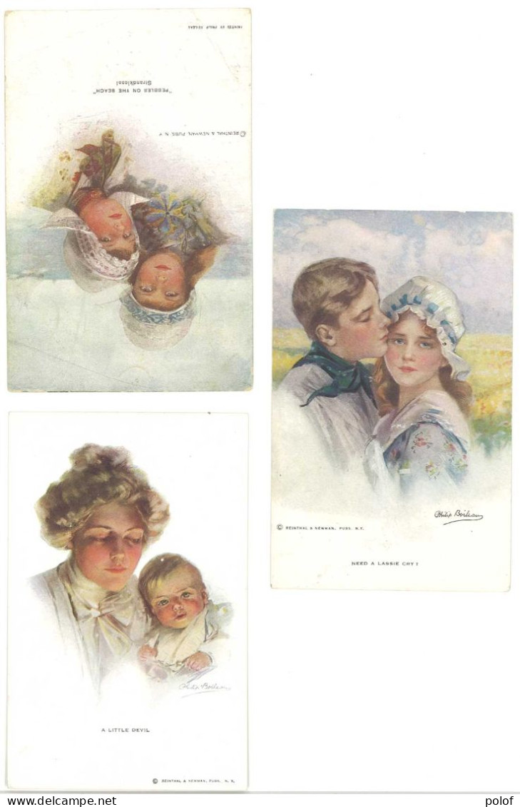 BOILEAU Philip - Lot De 3 CPA - Couple : Mère Et Enfant - 2 Fillettes - Jeune Homme Et Jeune Femme (5) - Boileau, Philip