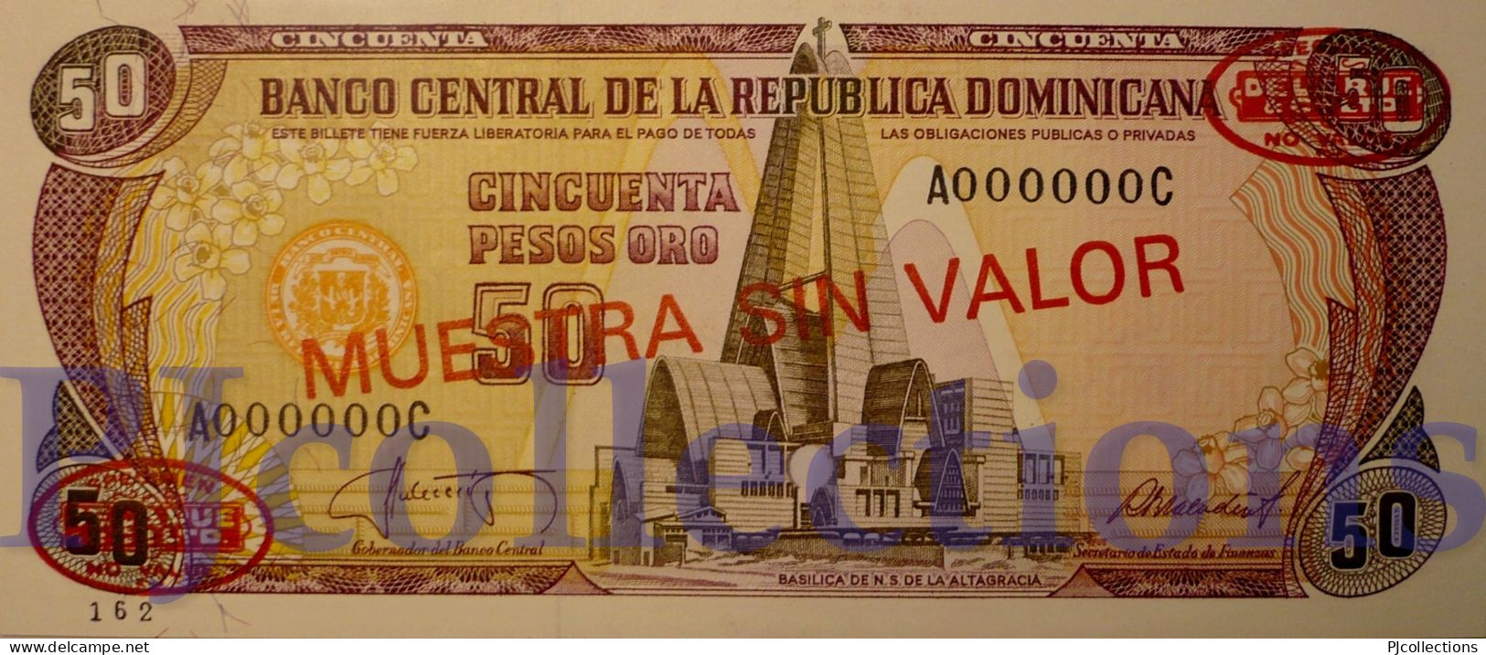 DOMINICAN REPUBLIC 50 PESOS ORO 1987 PICK 121S2 SPECIMEN UNC - Dominicaine