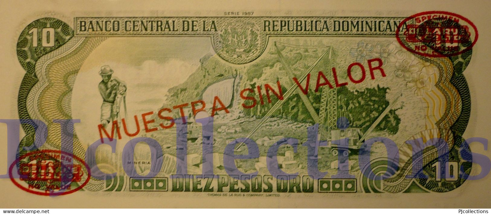 DOMINICAN REPUBLIC 10 PESOS ORO 1987 PICK 119S2 SPECIMEN UNC - Repubblica Dominicana