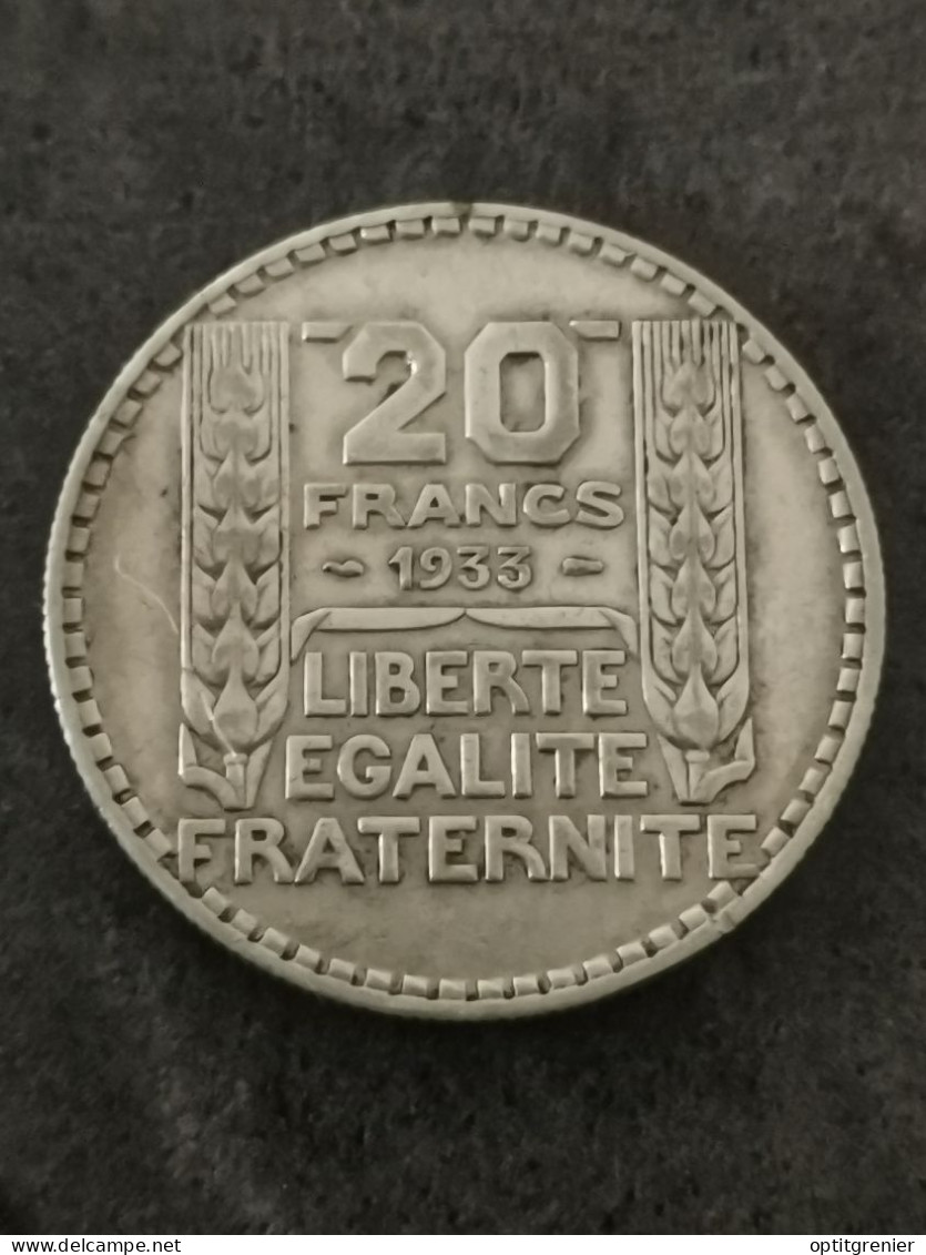 20 FRANCS TURIN ARGENT 1933 FRANCE / SILVER - 20 Francs