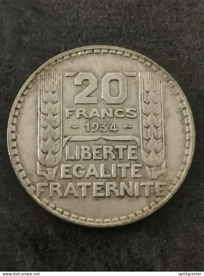 20 FRANCS TURIN ARGENT 1934 FRANCE / SILVER - 20 Francs