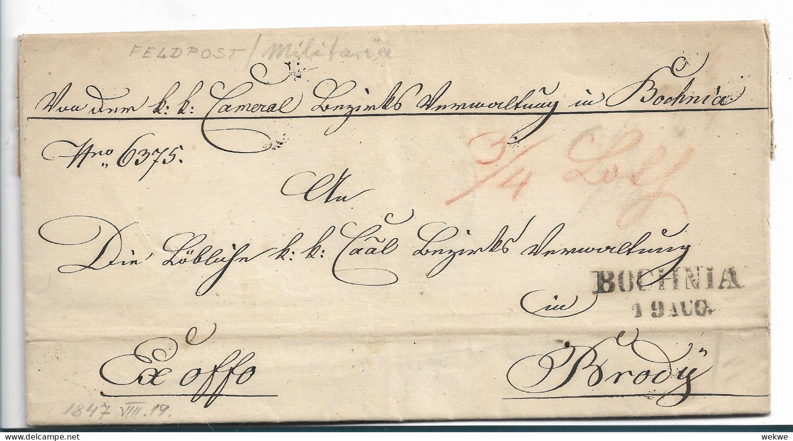 POLEN 045 / Militaria 1847 Ex Bochina, Ost-Polen Nach Brody. Voller Textinhalt - ...-1860 Prephilately