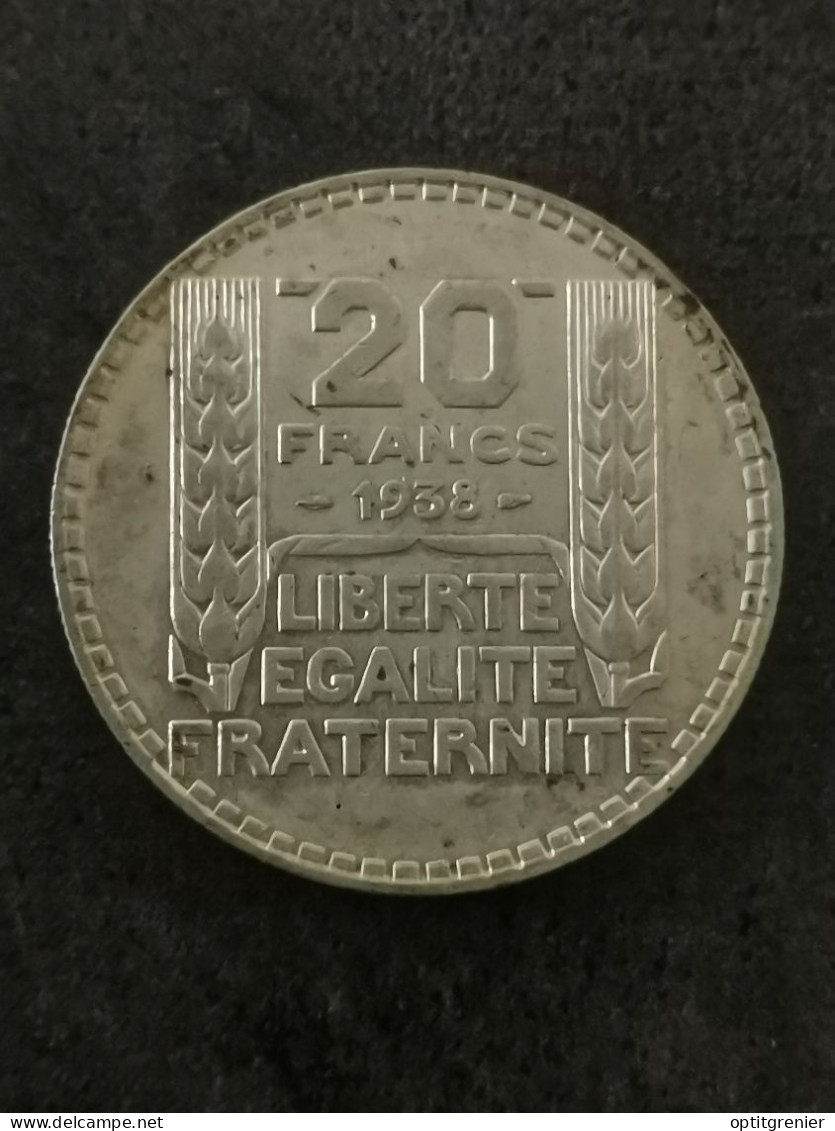 20 FRANCS TURIN ARGENT 1938 FRANCE / SILVER - 20 Francs