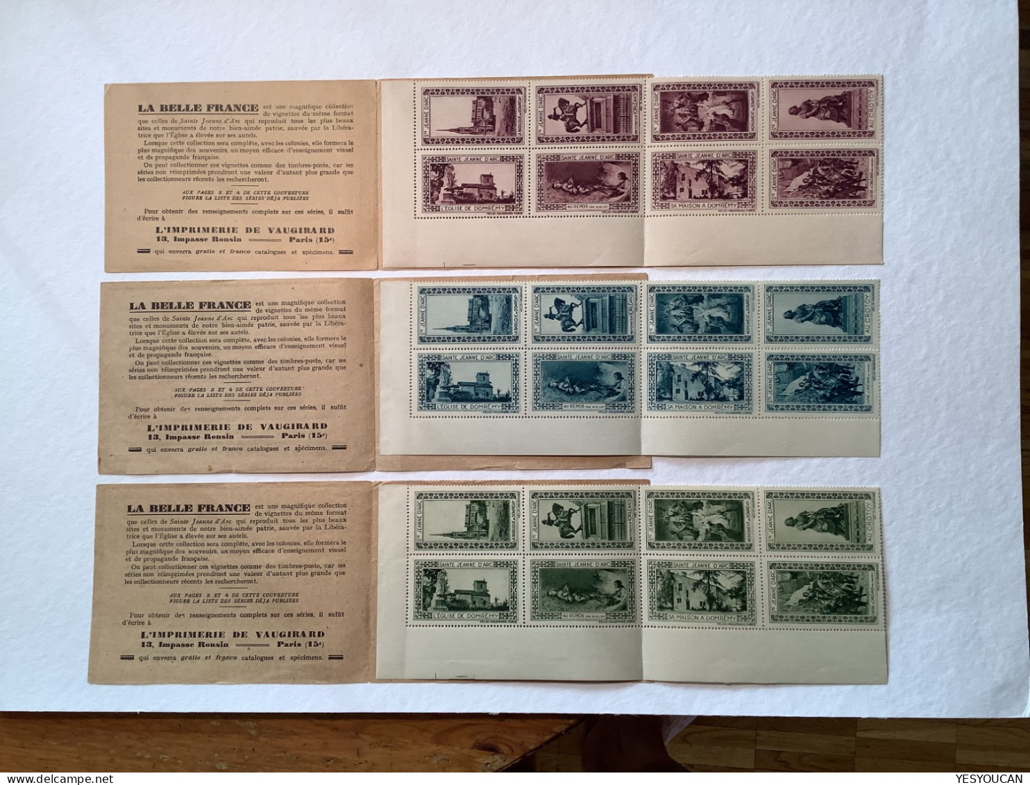 FRANCE 1931 3 CARNET 8 VIGNETTE SAINTE JEANNE D‘ ARC 1431-1931 (erinnophilie Poster Stamps Hélio Vaugirard 1929 - Bmoques & Cuadernillos