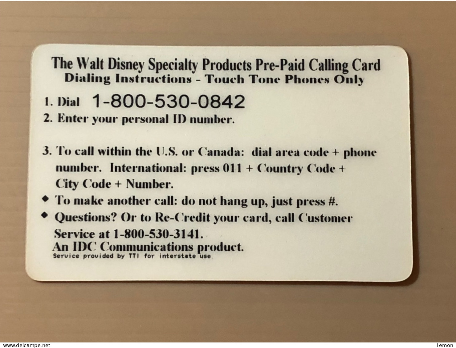 Mint USA UNITED STATES America Prepaid Telecard Phonecard, WALT DISNEY Specialty Product SAMPLE CARD, Set Of 1 Mint Card - Colecciones