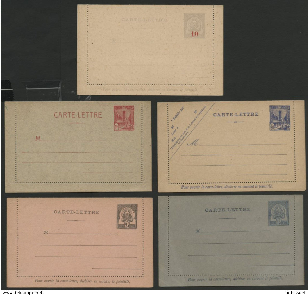 Tunisie ENTIERS POSTAUX 5 Cartes-lettres Différentes Neuves, Cote Totale 141 €. Voir Description - Storia Postale