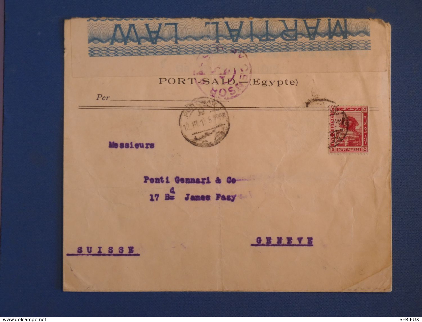 DA12  EGYPTE  BELLE LETTRE  CENSUREE RR  1915 A GENEVE SUISSE +CENSORED++AFF. INTERESSANT  ++ - 1915-1921 British Protectorate