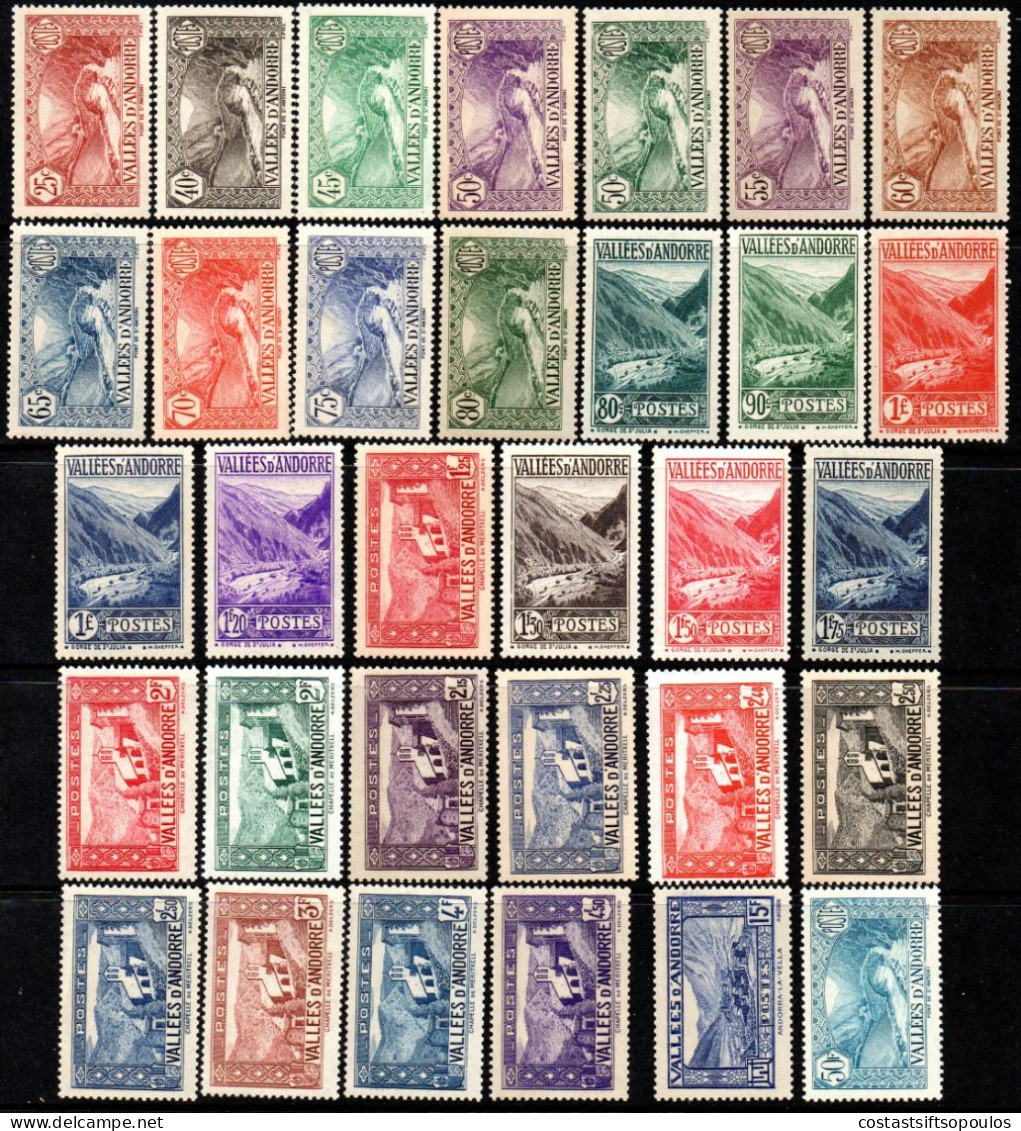 1741. ANDORRA 1937-1943 # 61-92 MNH (# 67 60c., 81 2F.,82 2F, MH) SEE SCANS - Ongebruikt