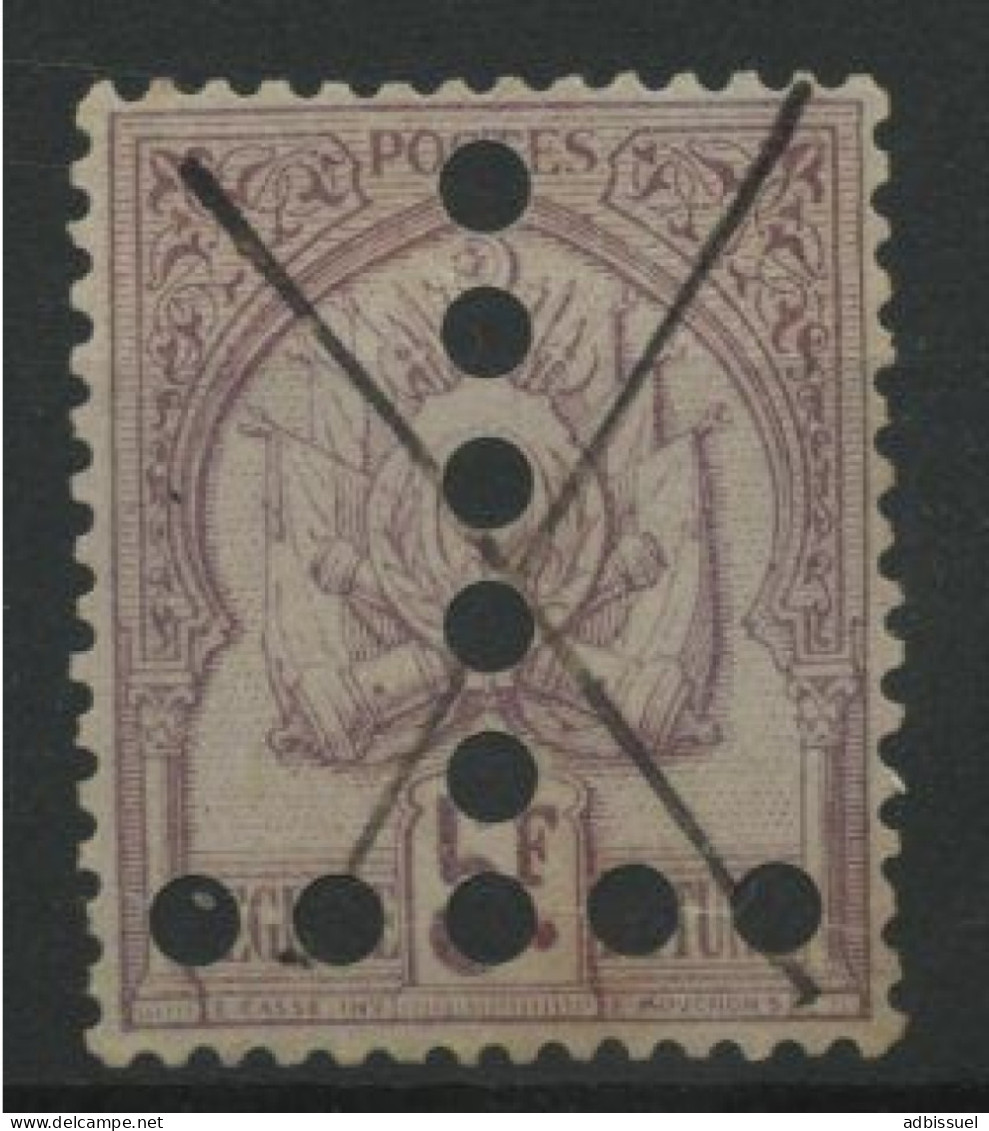 Tunisie Timbre Taxe N° 21 5Fr Lilas Perforé "T" Renversé COTE 135 € Oblitéré Croix à La Plume. TB - Timbres-taxe