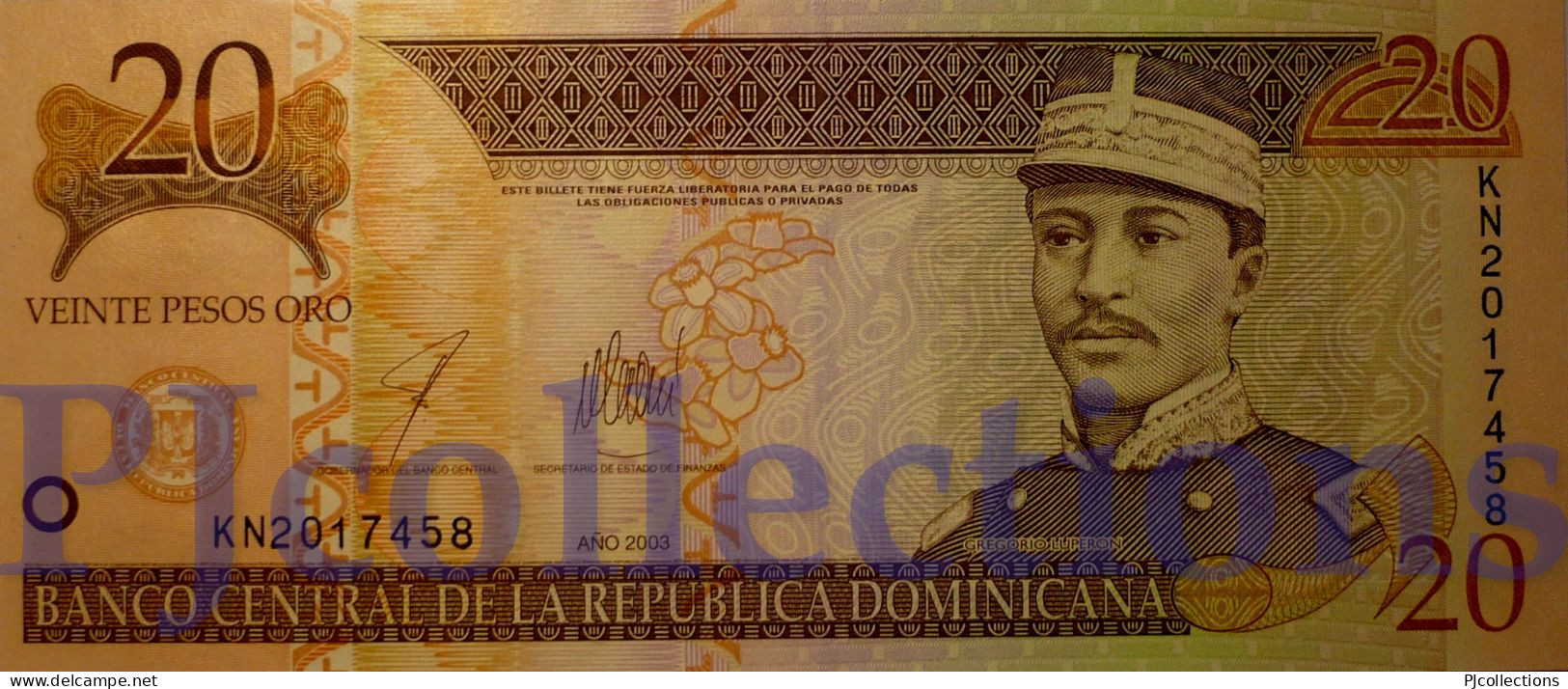 DOMINICAN REPUBLIC 20 PESOS ORO 2003 PICK 169c UNC - Repubblica Dominicana