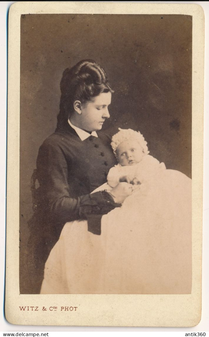 Photographie XIXe CDV Portrait De Robert Achille LAMBIN Et Berthe Clémence MERLIN-LAMBIN Photographie Witz Rouen - Identifizierten Personen