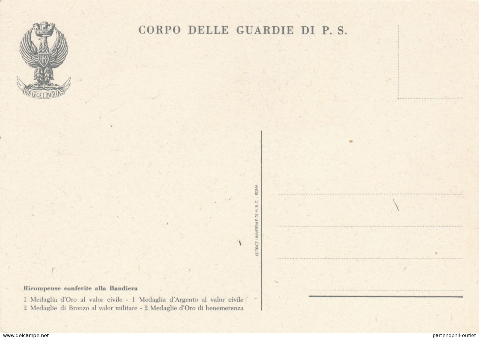 Cartolina  - Postcard / Non  Viaggiata - Unsent  /  Corpo Guardie Di P.S. Ricompense Alla Bandiera - Police - Gendarmerie