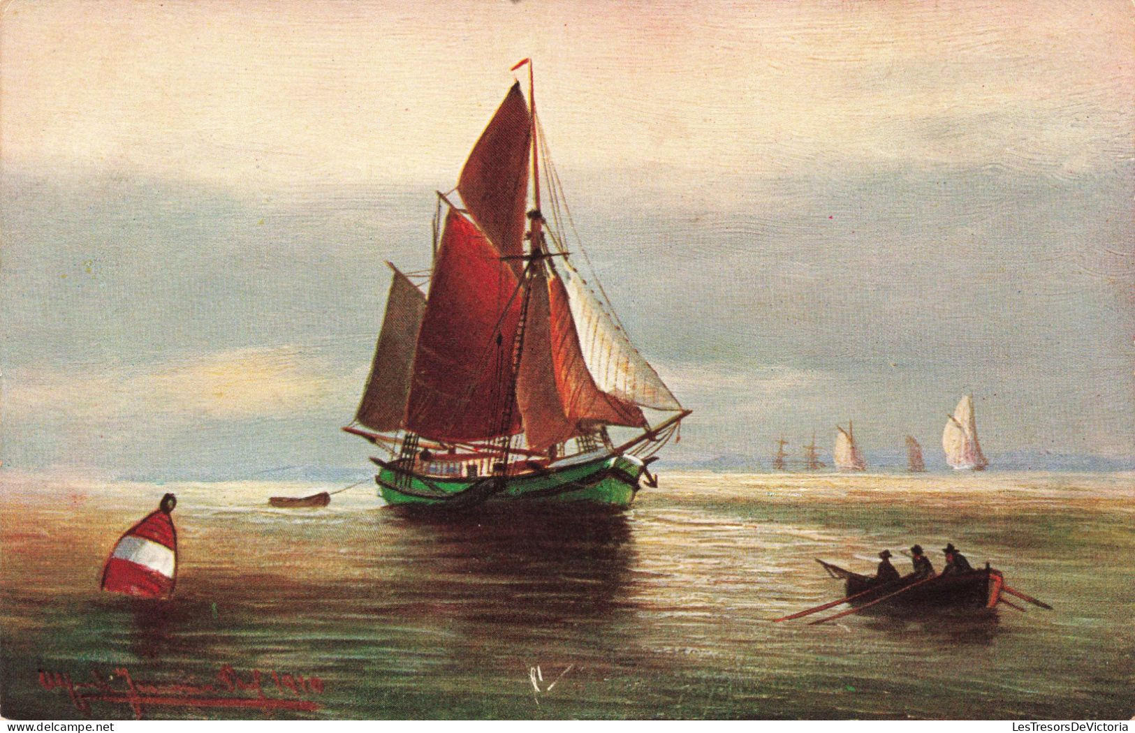 ARTS - Tableau D'un Navire - Une Barque - Carte Postale - Peintures & Tableaux