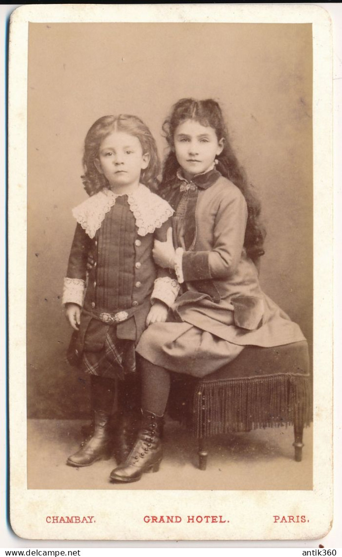 Photographie XIXe CDV Portrait De Fernand Aurèle PATORNI Et Juliette Emma PATORNI-CASADESUS Photographe Chambay Paris - Identified Persons