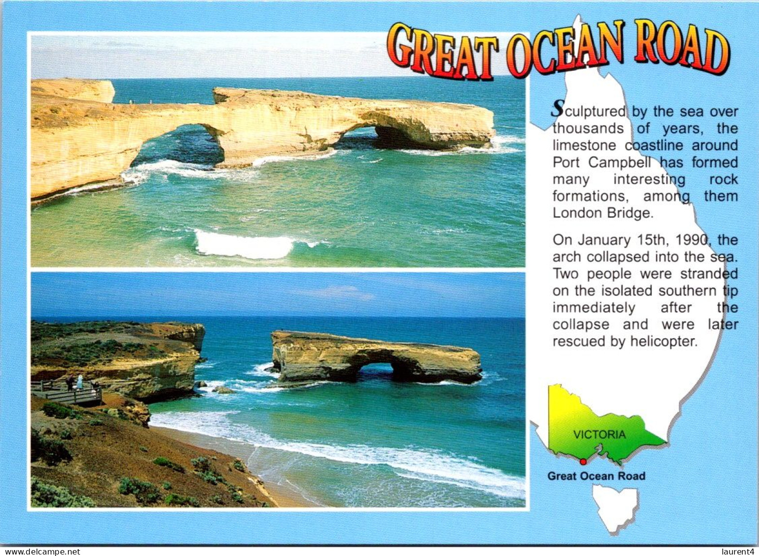 8-9-2023 (4 T 33) Australia - VIC - Great Ocean Road (3 Postcards) Apostles / Map Etc - Autres & Non Classés