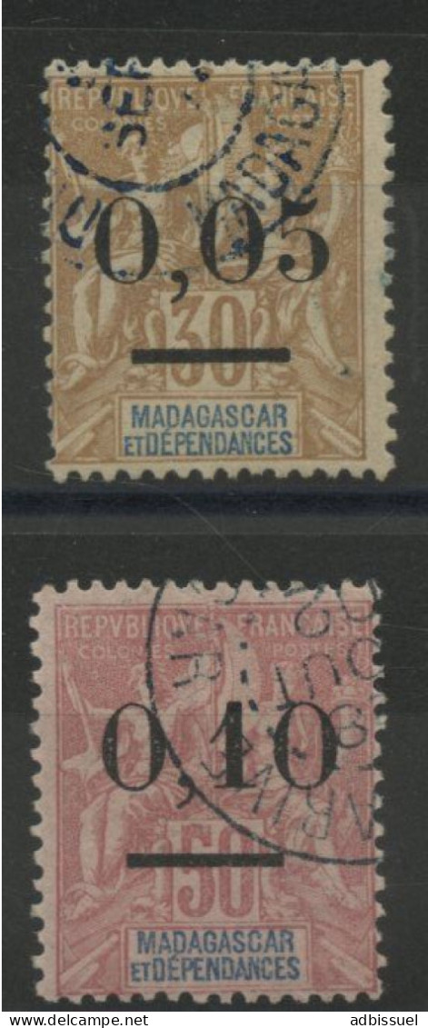Madagascar N° 57 + 58 Surchargés Avec Un Gros Zéro. TB - Gebraucht